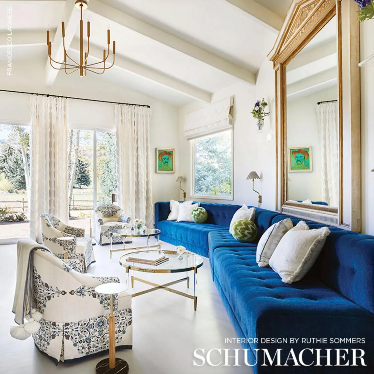 Schumacher 73681 Regal Mohair Peacock fabric swatch