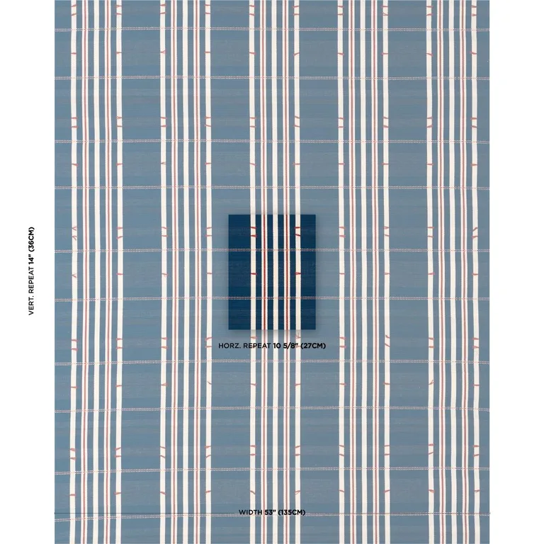 Schumacher 84780 Remmy Hand Woven Stripe Indigo fabric swatch