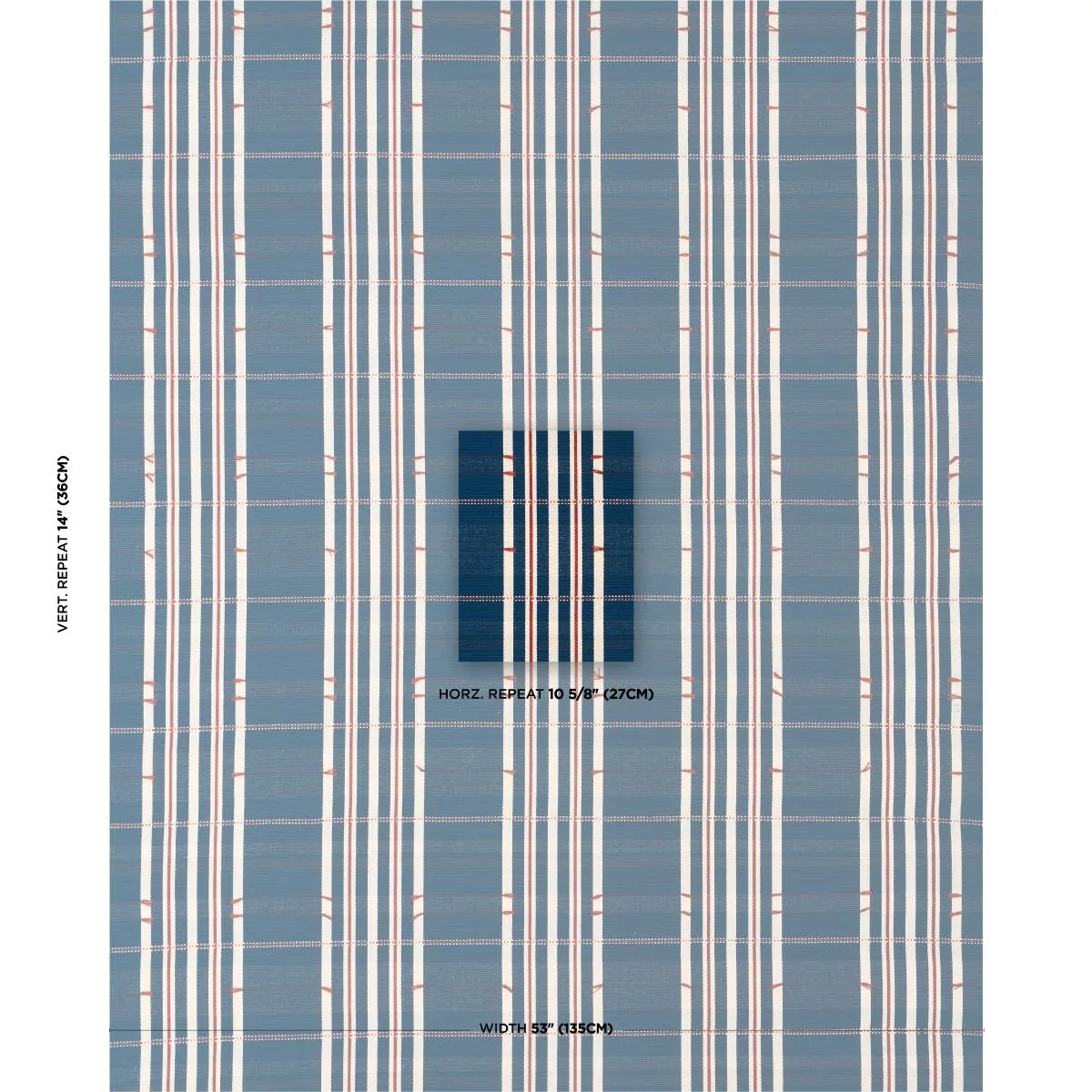 Schumacher 84780 Remmy Hand Woven Stripe Indigo fabric swatch