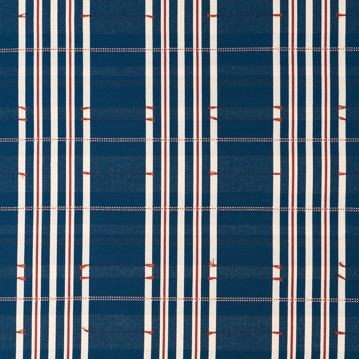 Schumacher 84780 Remmy Hand Woven Stripe Indigo fabric swatch