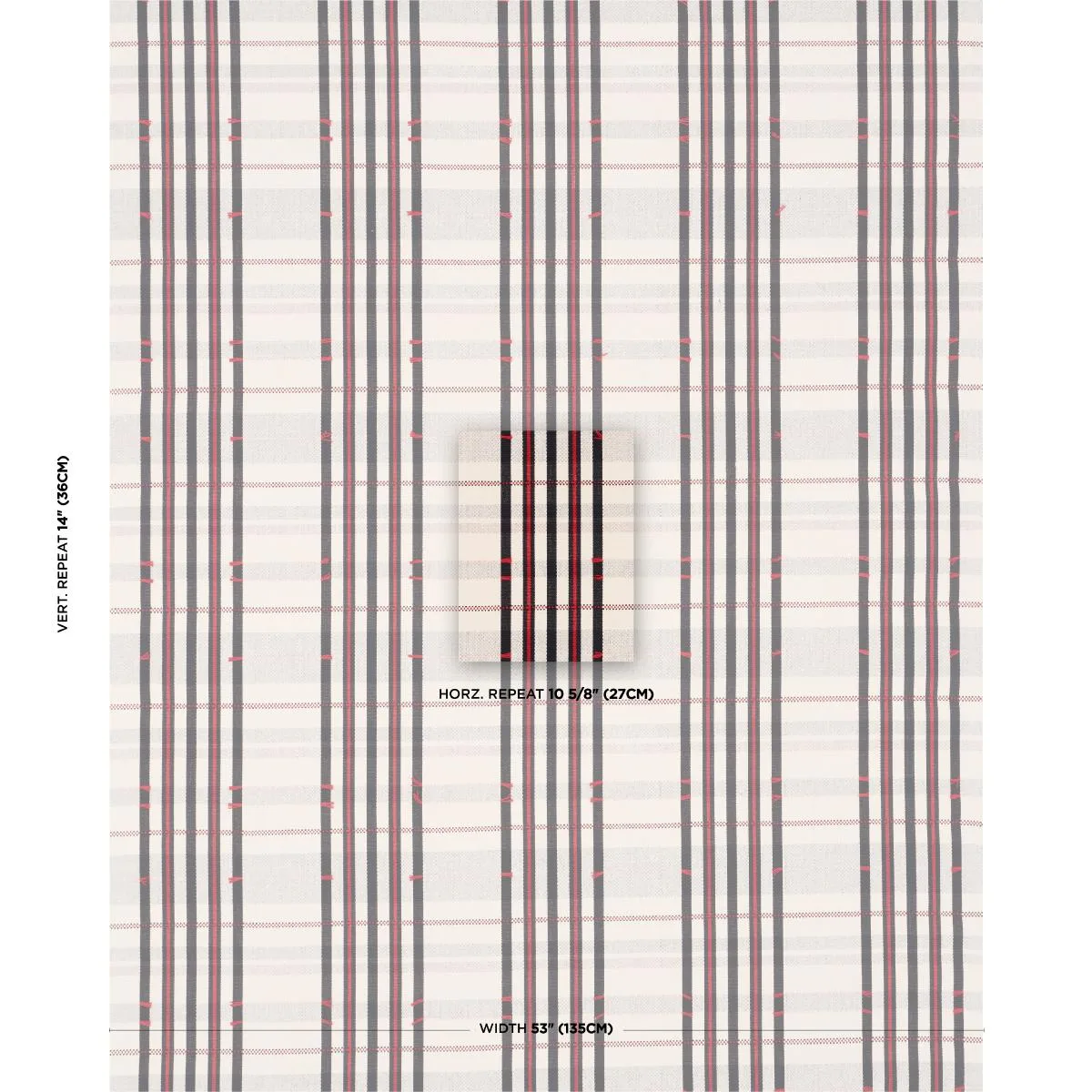 Schumacher 84782 Remmy Hand Woven Stripe Noir fabric swatch