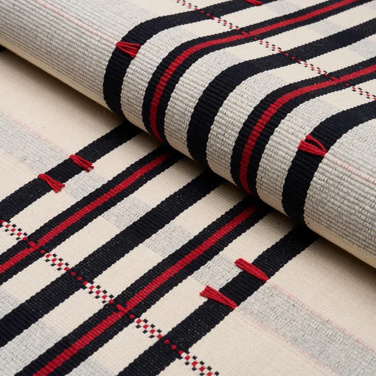 Schumacher 84782 Remmy Hand Woven Stripe Noir fabric swatch