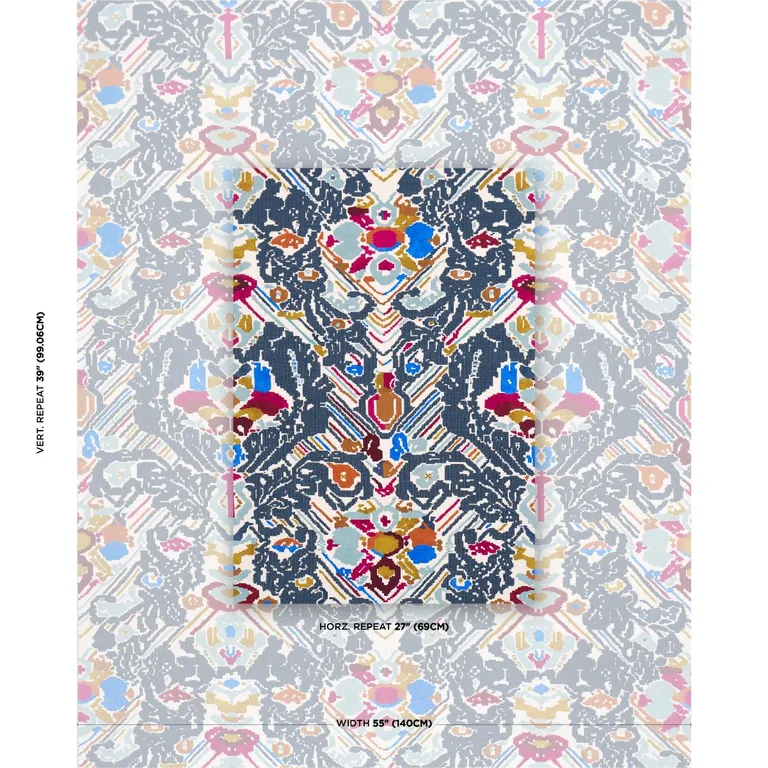 Schumacher 87552 Reversible Digital Damask Denim fabric swatch