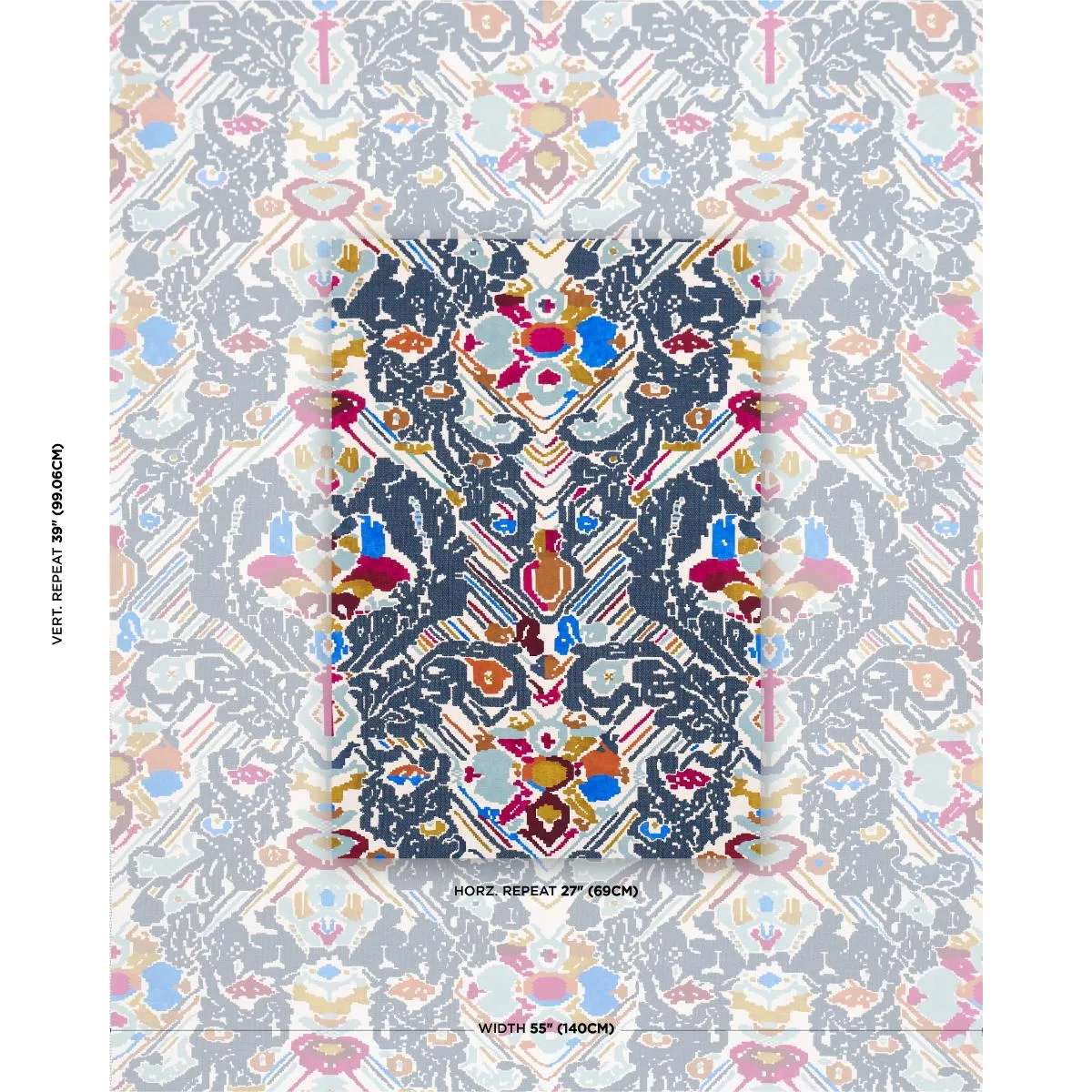 Schumacher 87552 Reversible Digital Damask Denim fabric swatch