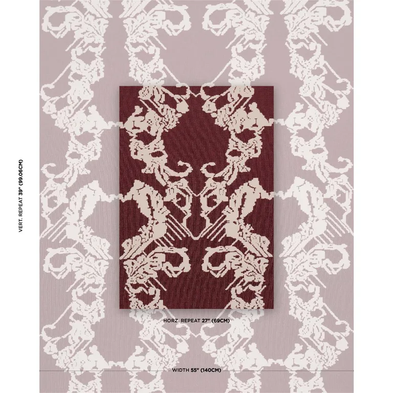 Schumacher 87551 Reversible Digital Damask Merlot fabric swatch