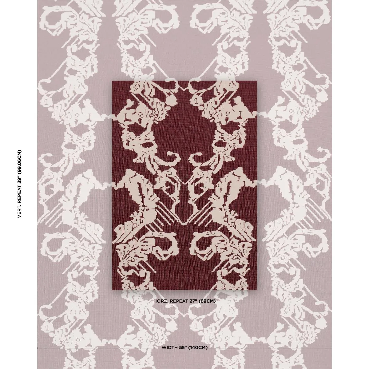 Schumacher 87551 Reversible Digital Damask Merlot fabric swatch