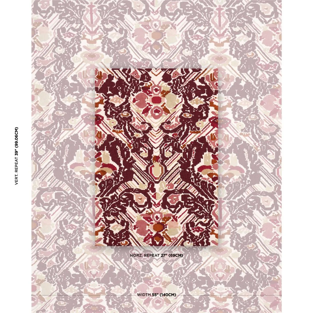 Schumacher 87551 Reversible Digital Damask Merlot fabric swatch