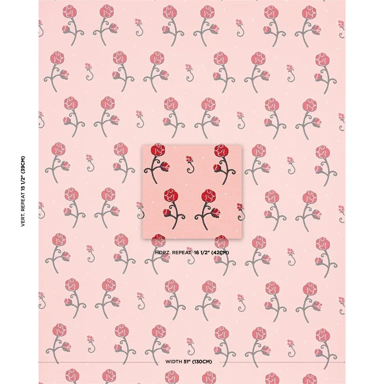 Schumacher 84552 Rhinestone Cowboy Embroidery Pink fabric swatch
