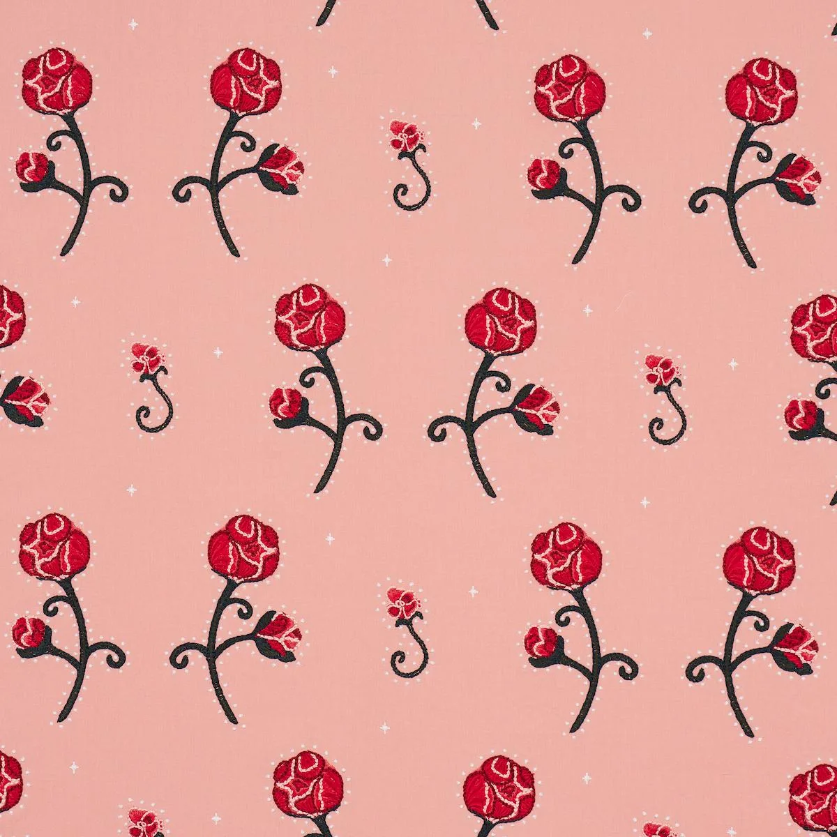 Schumacher 84552 Rhinestone Cowboy Embroidery Pink fabric swatch