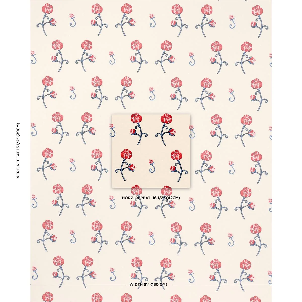 Schumacher 84550 Rhinestone Cowboy Embroidery Poppy fabric swatch