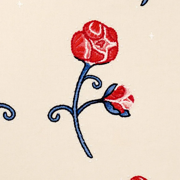 Schumacher 84550 Rhinestone Cowboy Embroidery Poppy fabric swatch