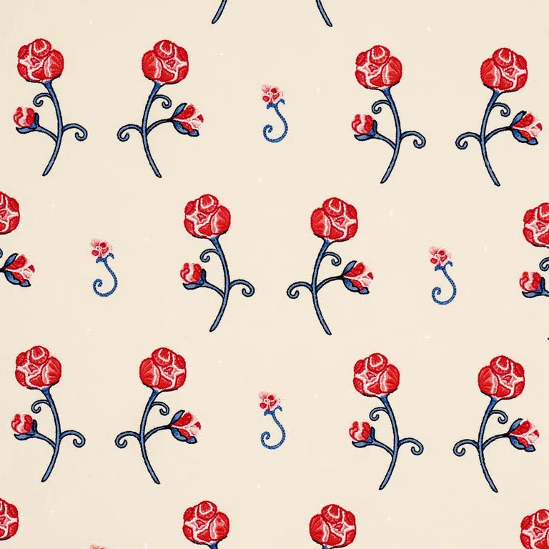 Schumacher 84550 Rhinestone Cowboy Embroidery Poppy fabric swatch