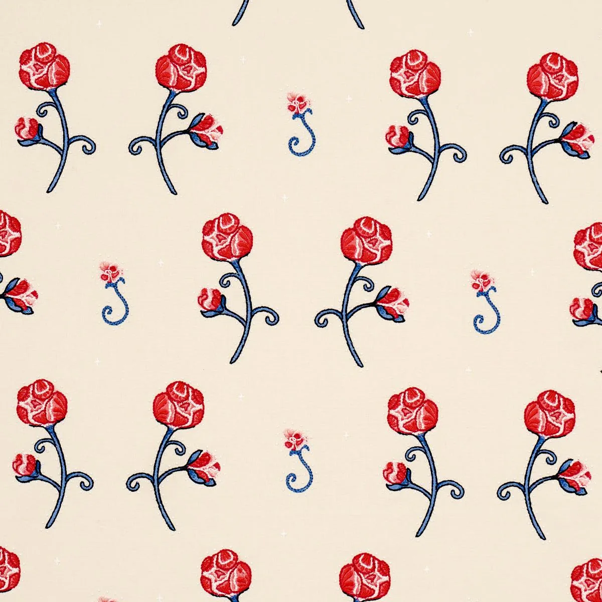 Schumacher 84550 Rhinestone Cowboy Embroidery Poppy fabric swatch