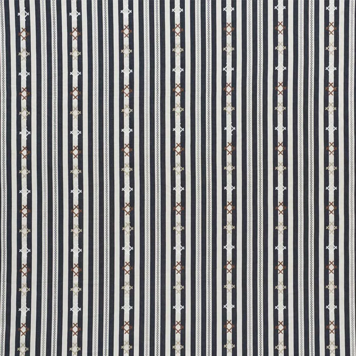 Schumacher 74461 Rhodes Stripe Black fabric swatch