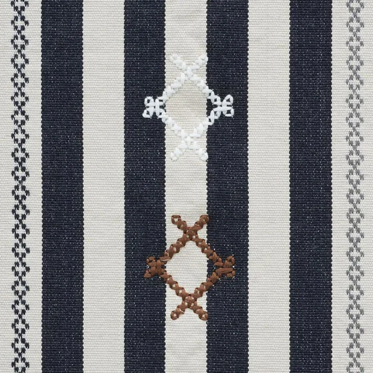 Schumacher 74461 Rhodes Stripe Black fabric swatch