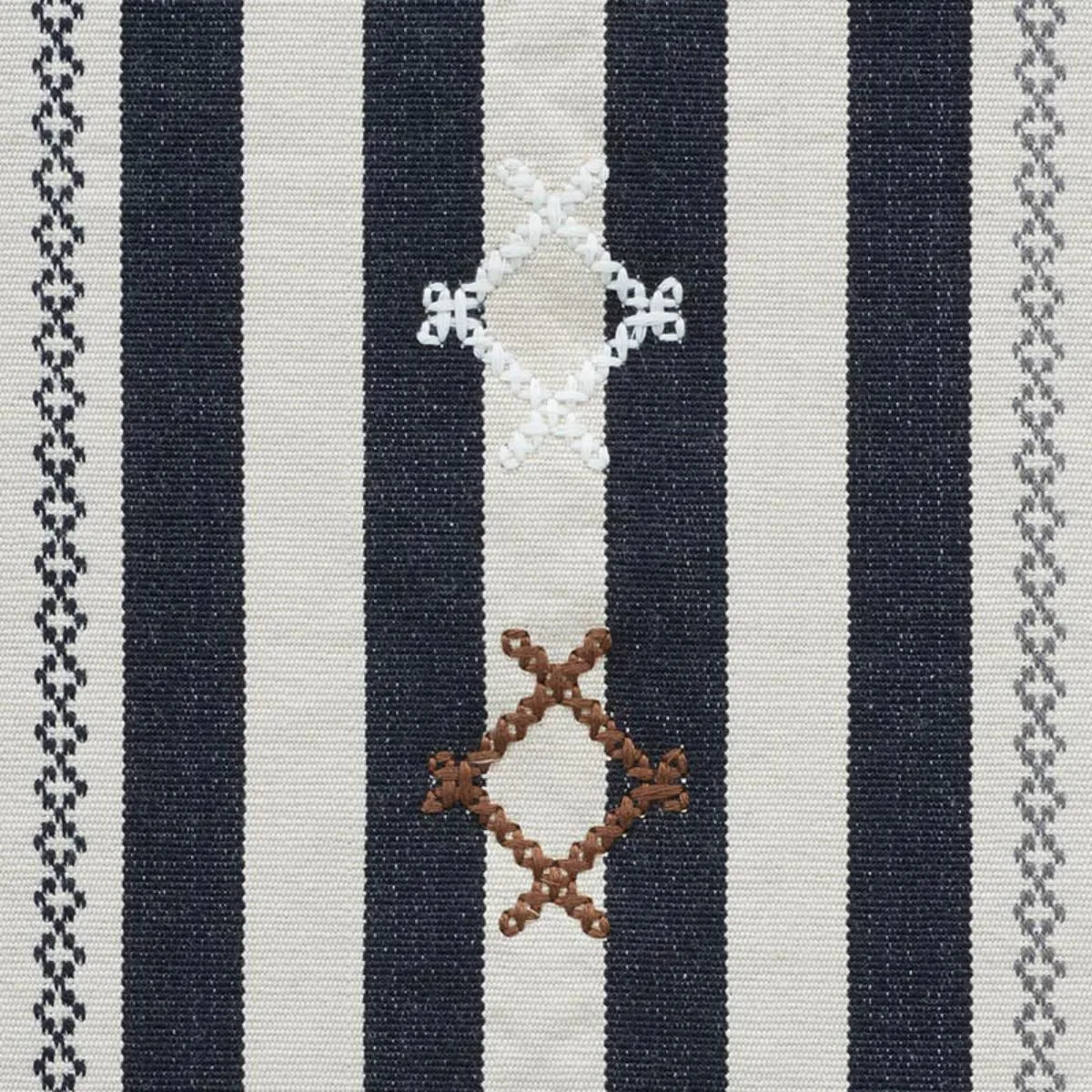 Schumacher 74461 Rhodes Stripe Black fabric swatch