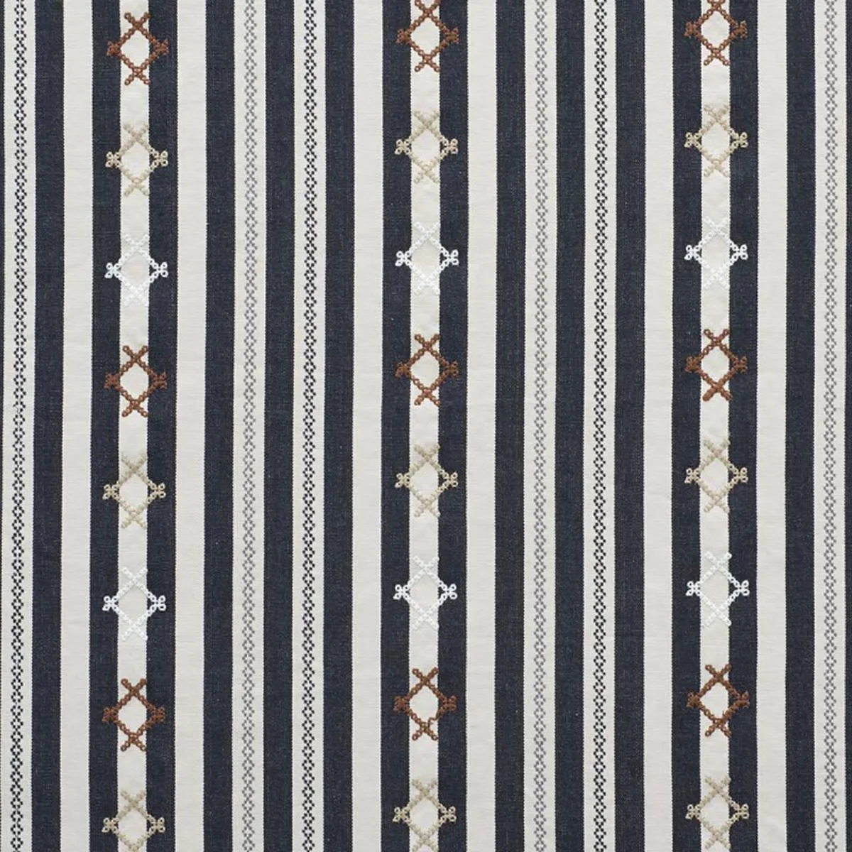 Schumacher 74461 Rhodes Stripe Black fabric swatch