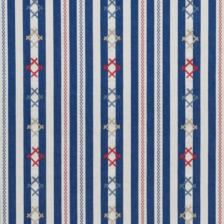 Schumacher 74460 Rhodes Stripe Navy fabric swatch