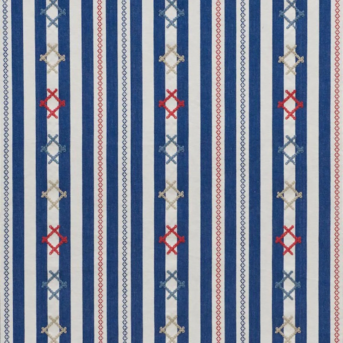 Schumacher 74460 Rhodes Stripe Navy fabric swatch
