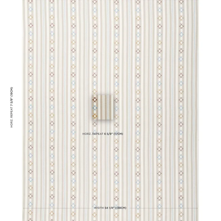 Schumacher 74463 Rhodes Stripe Neutral fabric swatch