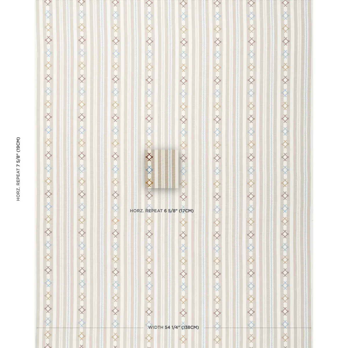 Schumacher 74463 Rhodes Stripe Neutral fabric swatch