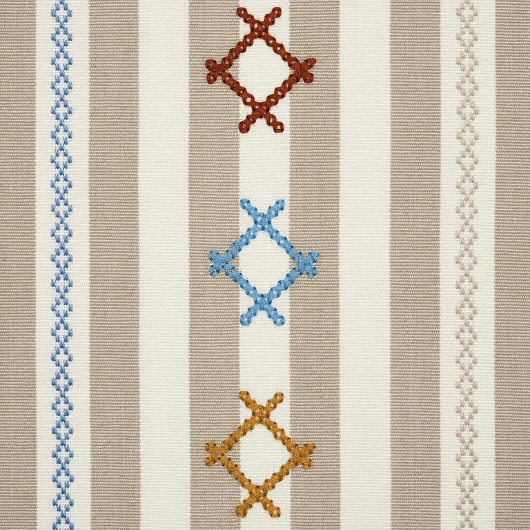 Schumacher 74463 Rhodes Stripe Neutral fabric swatch