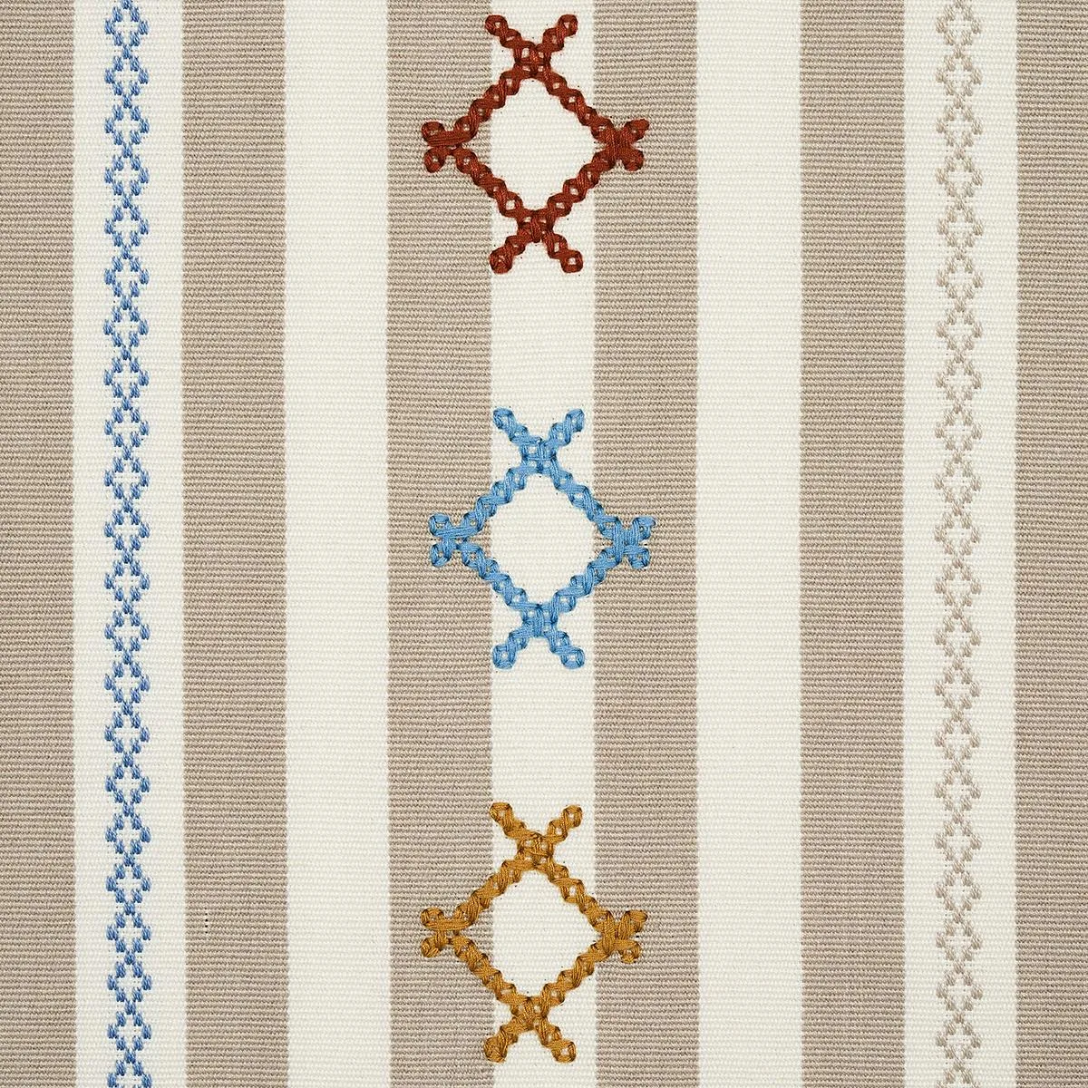 Schumacher 74463 Rhodes Stripe Neutral fabric swatch