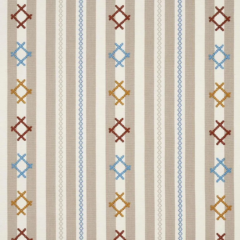 Schumacher 74463 Rhodes Stripe Neutral fabric swatch
