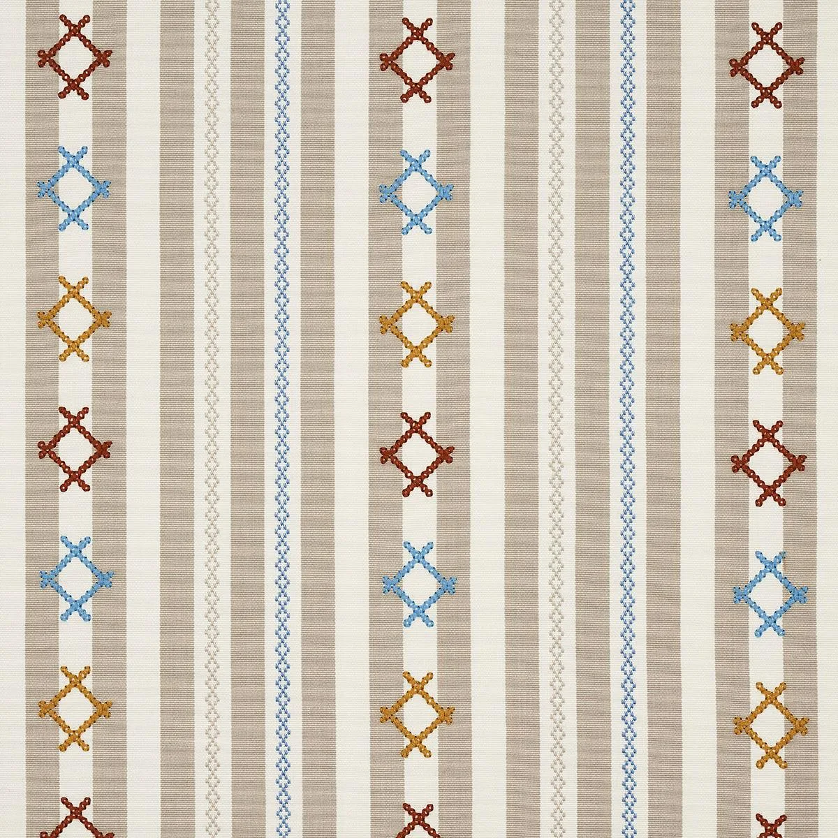 Schumacher 74463 Rhodes Stripe Neutral fabric swatch