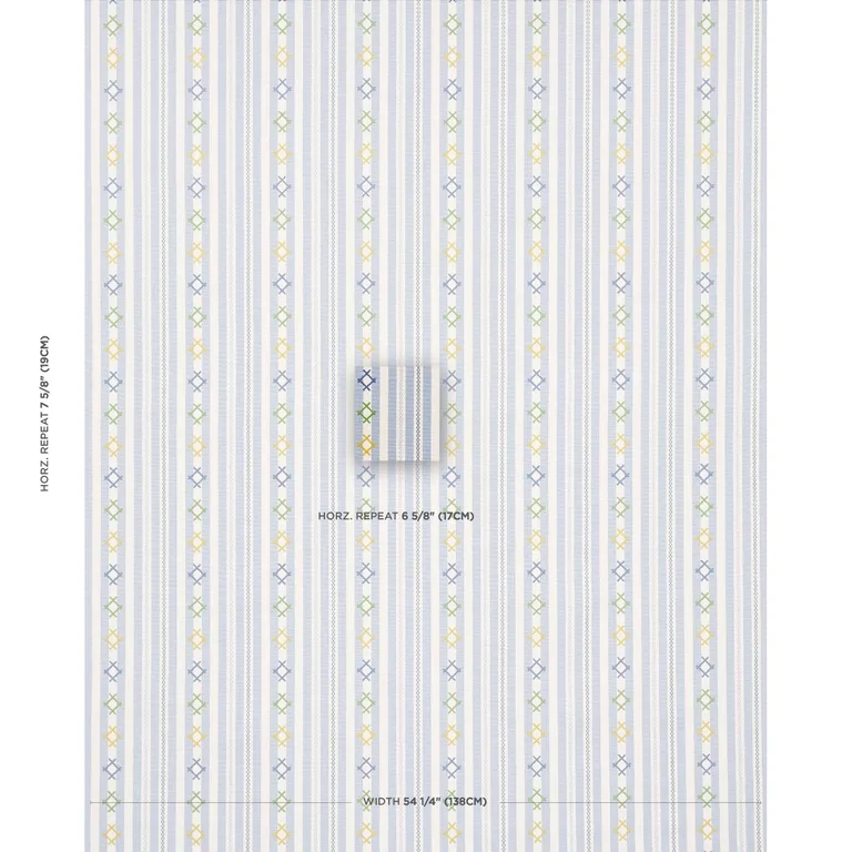 Schumacher 74462 Rhodes Stripe Sky fabric swatch