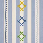 Schumacher 74462 Rhodes Stripe Sky fabric swatch