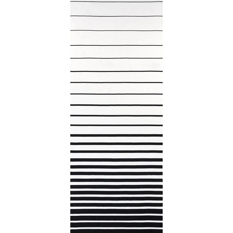 Schumacher 81142 Ribbon Appliqué Panel Black On Ivory fabric swatch
