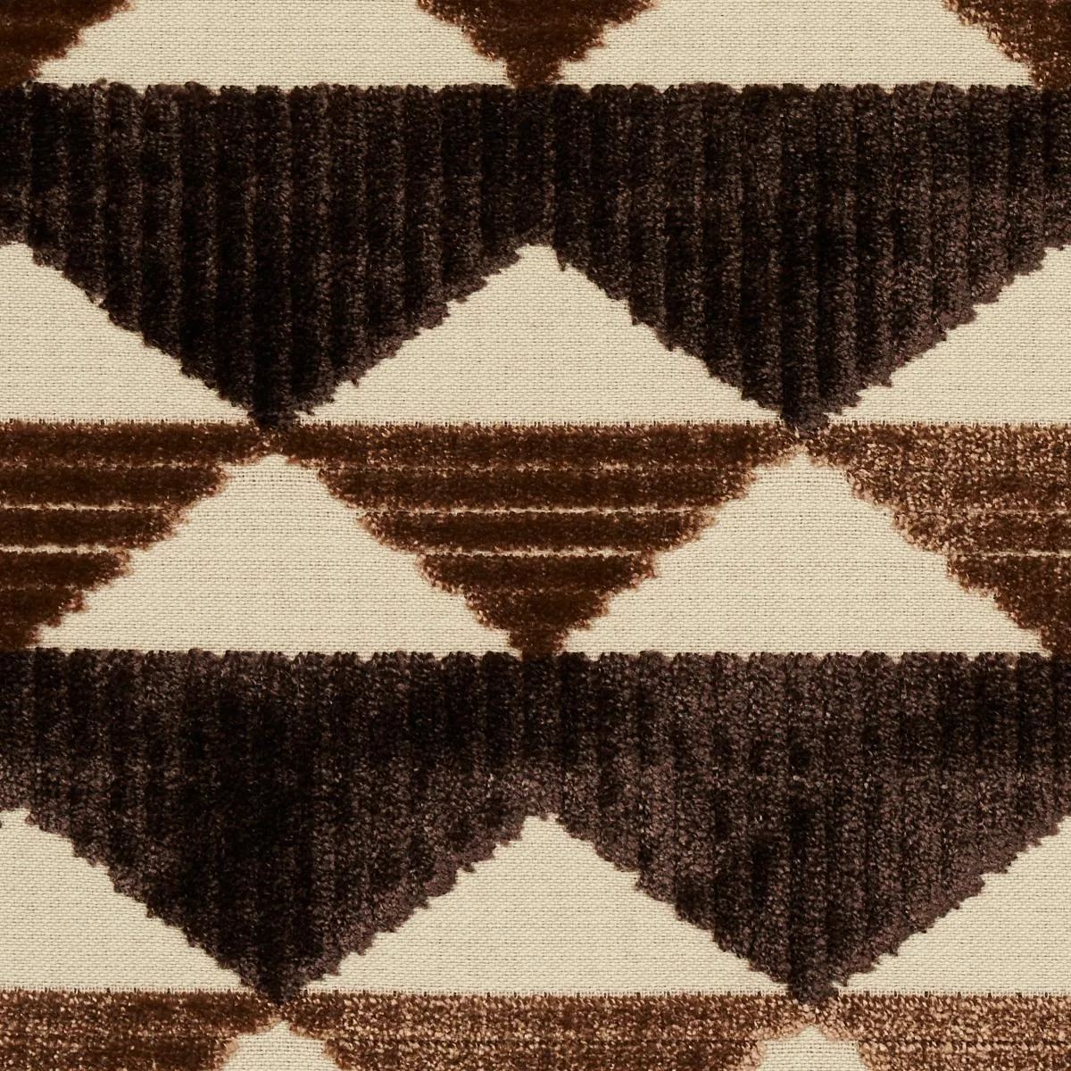 Schumacher 81821 Ridge Line Velvet Brown fabric swatch