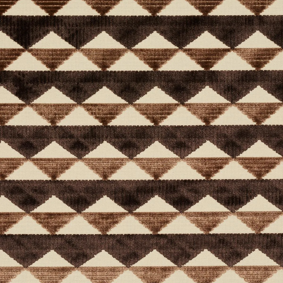 Schumacher 81821 Ridge Line Velvet Brown fabric swatch