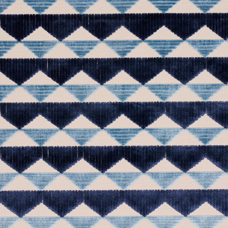 Schumacher 81820 Ridge Line Velvet Slate Blue fabric swatch