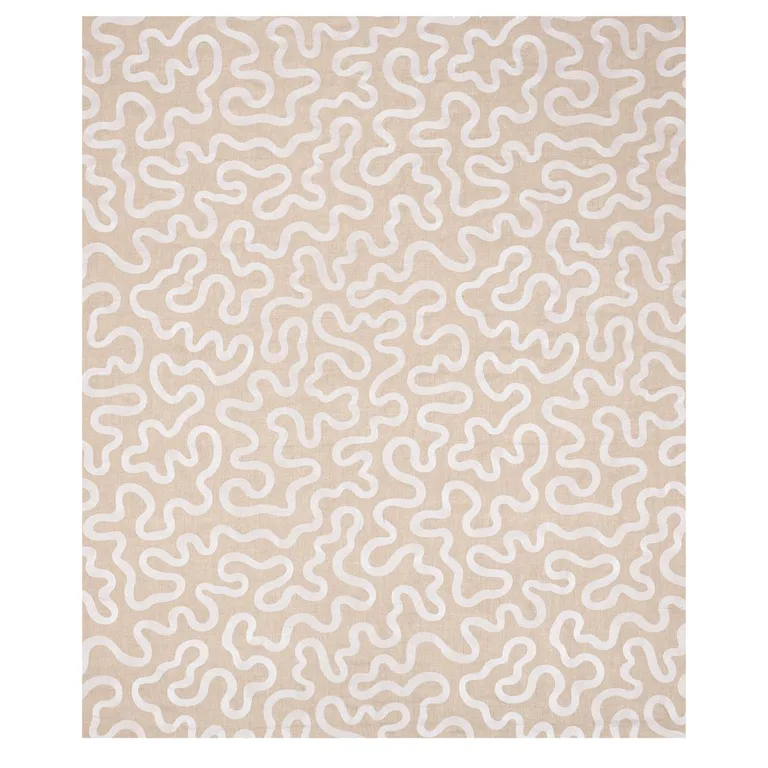 Schumacher 80792 Riley Embroidery Ivory On Natural fabric swatch