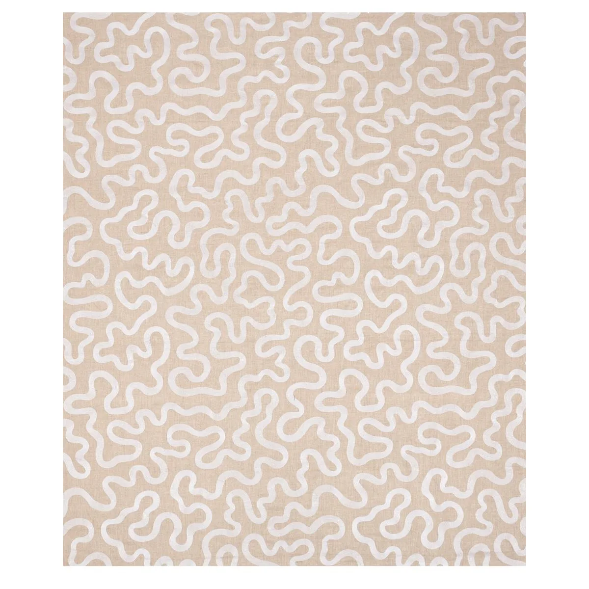 Schumacher 80792 Riley Embroidery Ivory On Natural fabric swatch