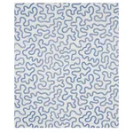 Schumacher 80790 Riley Embroidery Navy On Ivory fabric swatch
