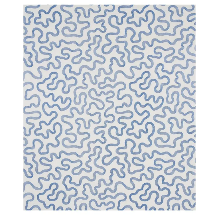 Schumacher 80790 Riley Embroidery Navy On Ivory fabric swatch