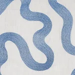 Schumacher 80790 Riley Embroidery Navy On Ivory fabric swatch