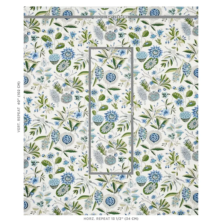 Schumacher 178773 Roca Redonda Blue & Ivory fabric swatch