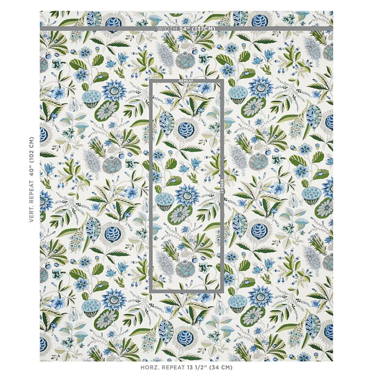 Schumacher 178773 Roca Redonda Blue & Ivory fabric swatch
