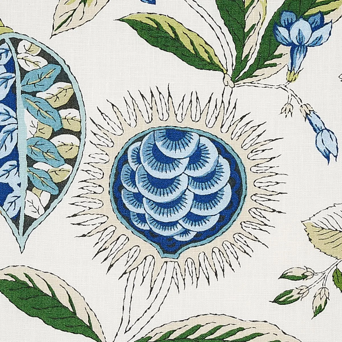 Schumacher 178773 Roca Redonda Blue & Ivory fabric swatch