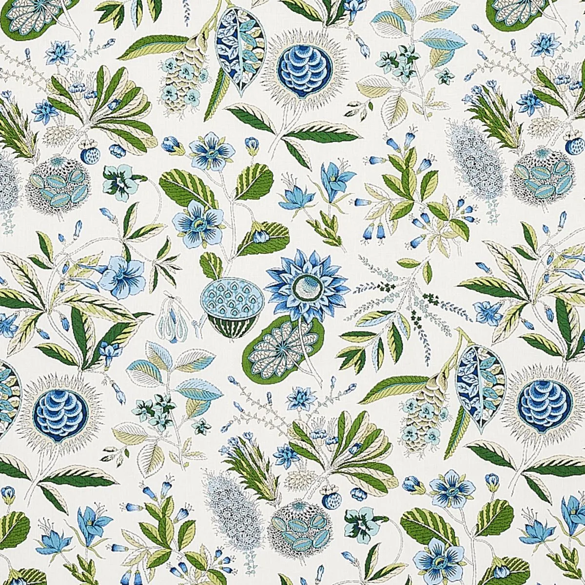Schumacher 178773 Roca Redonda Blue & Ivory fabric swatch
