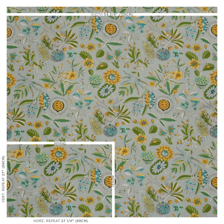 Schumacher 178771 Roca Redonda Grey & Ochre fabric swatch