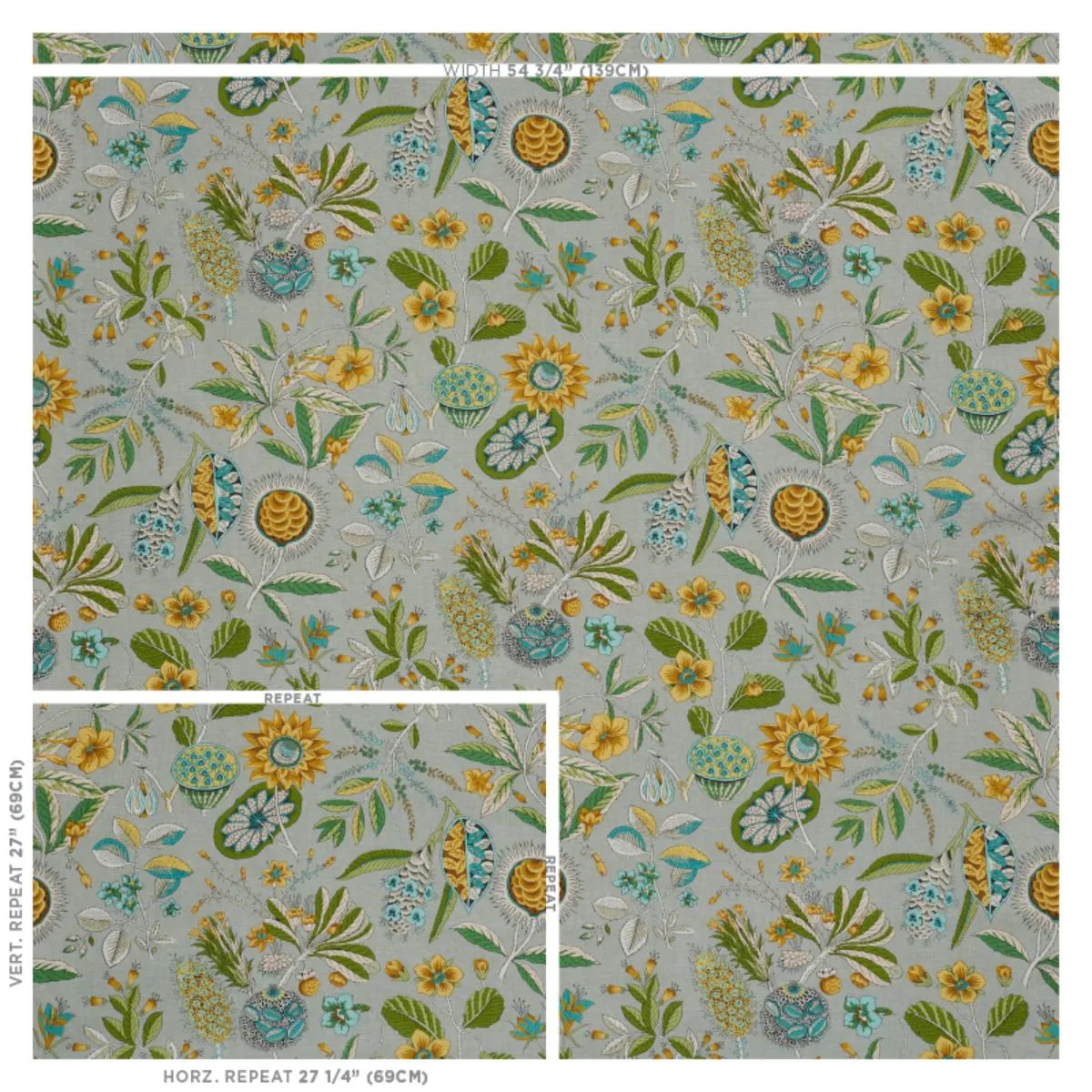 Schumacher 178771 Roca Redonda Grey & Ochre fabric swatch