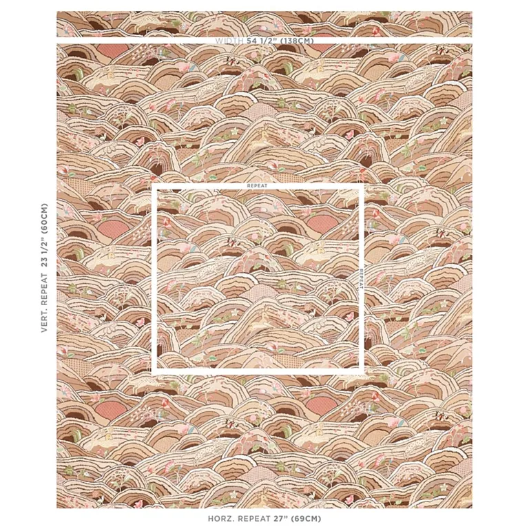 Schumacher 177382 Rolling Hills Mocha fabric swatch