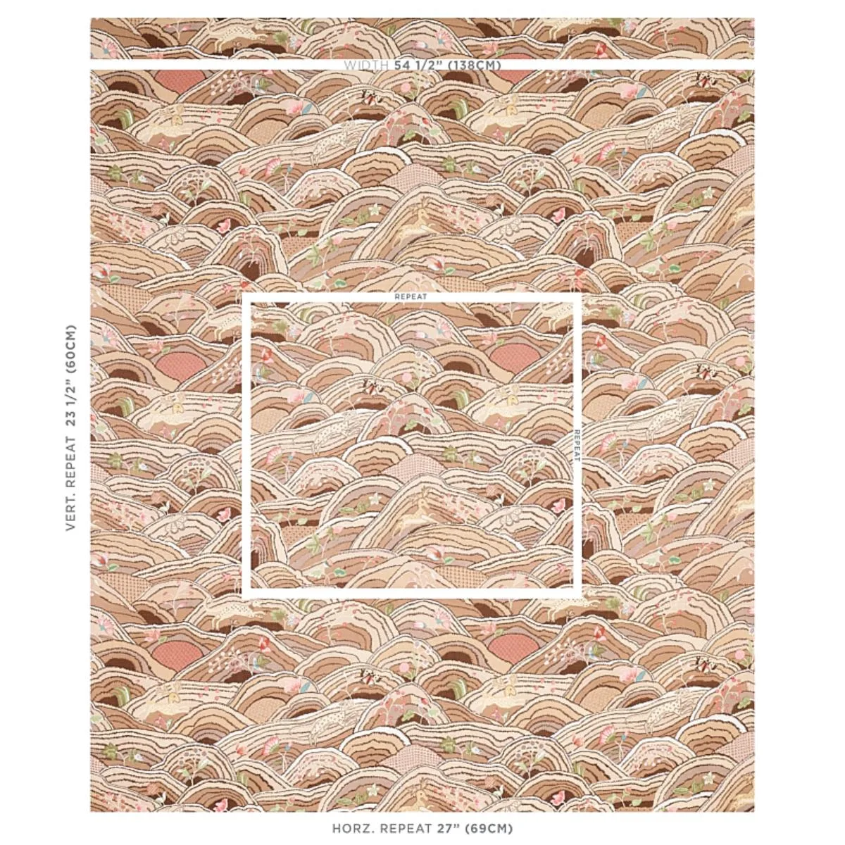 Schumacher 177382 Rolling Hills Mocha fabric swatch