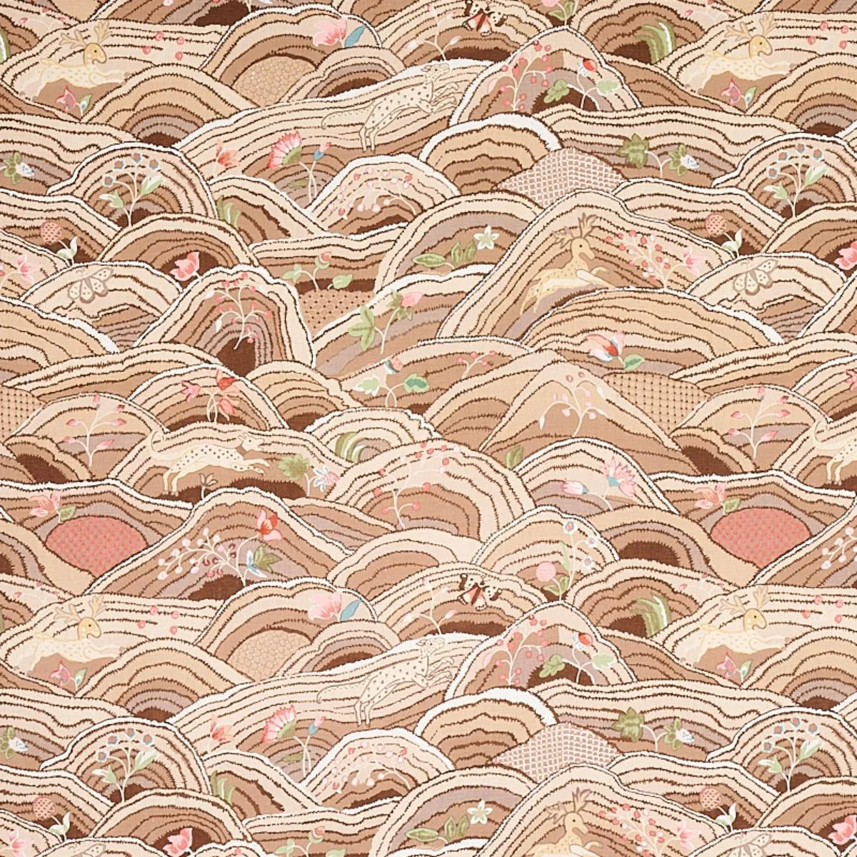 Schumacher 177382 Rolling Hills Mocha fabric swatch