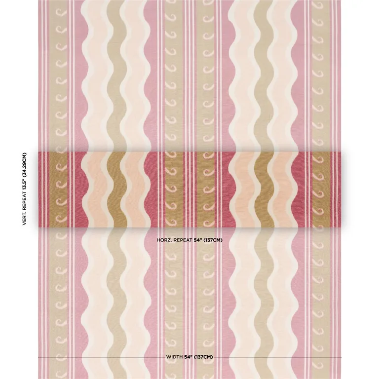 Schumacher 182631 Roman Reverie Gold & Rose fabric swatch